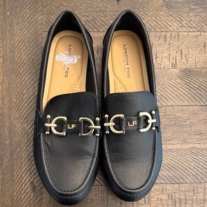 London Fog Black Leather Loafers for Men